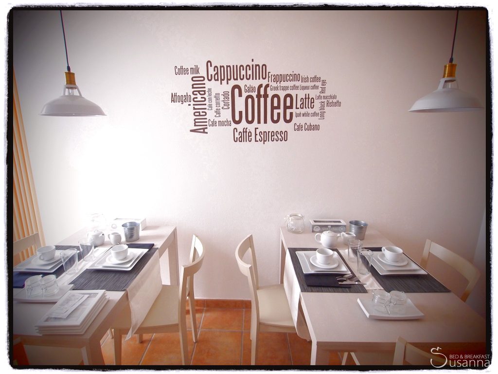 Sala colazioni del B&B Susanna – ambiente moderno e funzionale